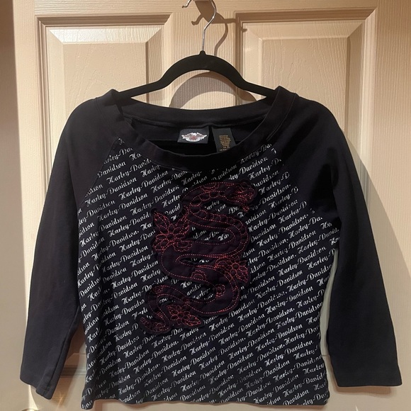Harley-Davidson Tops - Harley-Davidson Black and Red Long Sleeve Tee